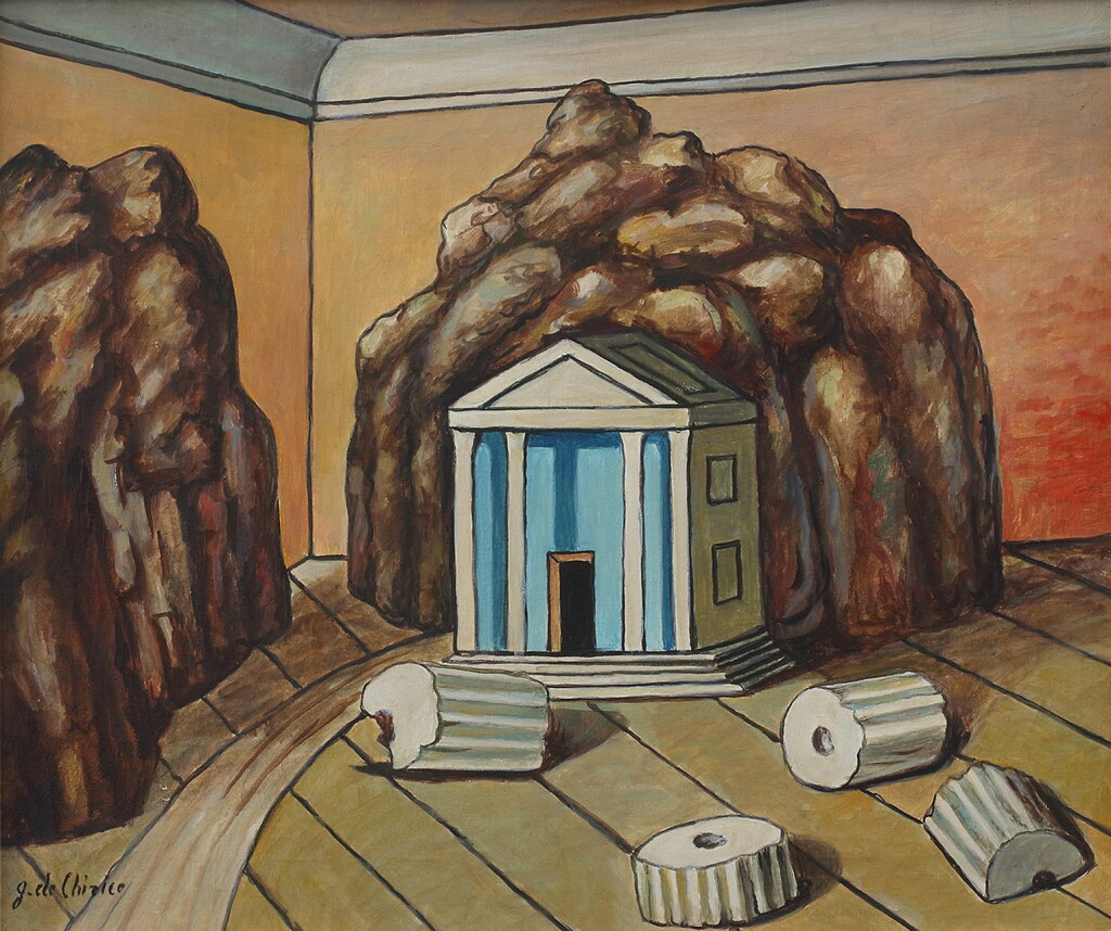 View full screen - View 1 of Lot 233. Tempio e rocce in una stanza (Temple and rocks in a room).
