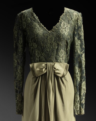 Valentino | Haute Couture evening gown in bronze silk satin, lace Valentino | Haute Couture evening gown in bronze silk satin, lace