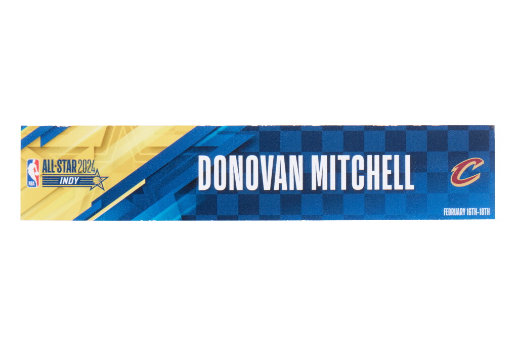 View full screen - View 1 of Lot 78. Donovan Mitchell ‘NBA All-Star Game’ Locker Room Nameplate .