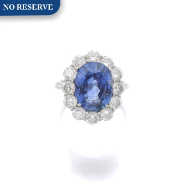 View full screen - View 1 of Lot 502. SAPPHIRE AND DIAMOND RING.
