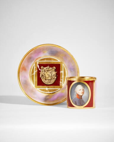 View full screen - View 1 of Lot 216. A Porcelain Cup and Saucer, Imperial Porcelain Factory, St Petersburg, First Quarter of 19th Century.