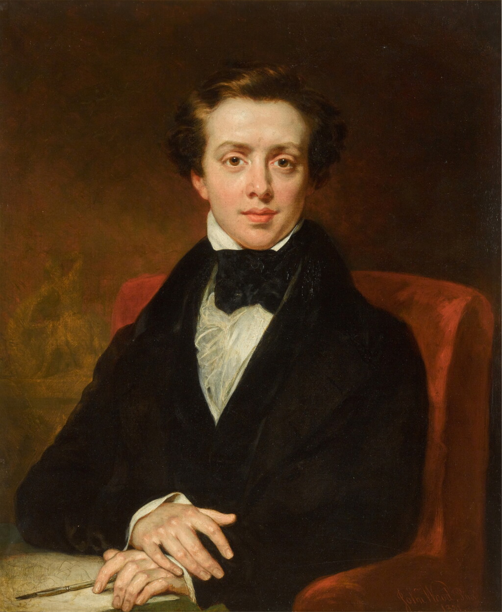 View full screen - View 1 of Lot 96. Self-portrait, half-length, showing the artist seated holding a porte-crayon.