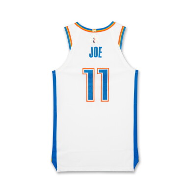 View full screen - View 1 of Lot 21. Isaiah Joe ‘Christmas Day’ Oklahoma City Thunder 2025-2026 Game Issued Association Edition Jersey | Probable Wear .