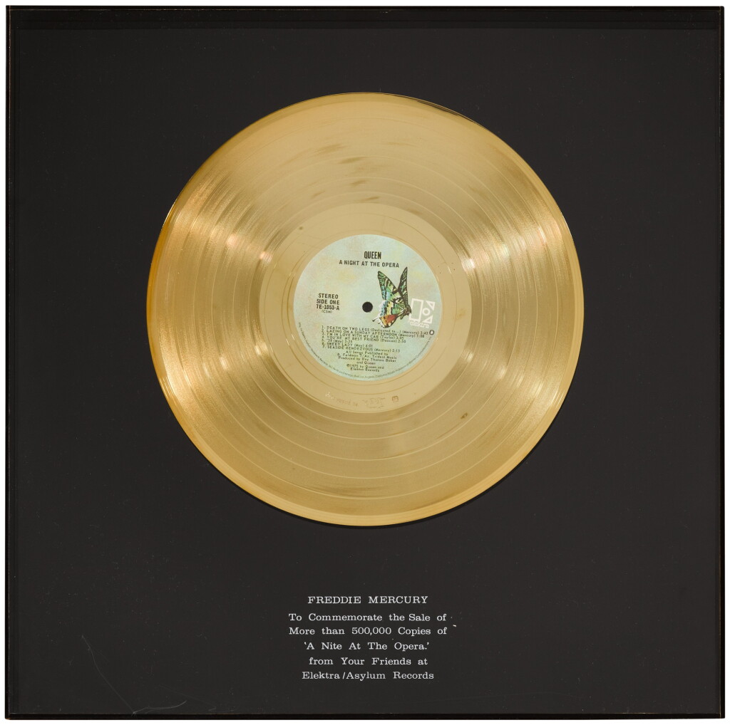 View full screen - View 1 of Lot 2029. Queen – Freddie Mercury's In-House Sales Awards For Sheer Heart Attack And A Night At The Opera.