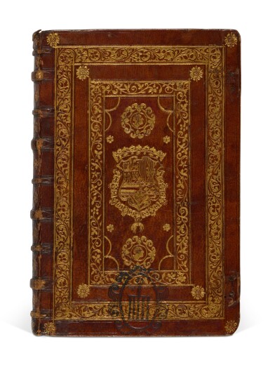 View full screen - View 1 of Lot 51. Huttich, Imperatorum et Caesarum vitae, Strassburg, 1534, Salamanca goatskin by Juan Vázquez, Philip II's copy.