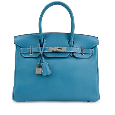 View full screen - View 1 of Lot 5499. Bleu Jean Swift Birkin 30 Palladium Hardware, 2006.