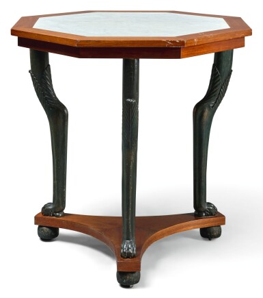 View full screen - View 1 of Lot 155. A DIRECTOIRE STYLE PAINTED AND MAHOGANY GUÉRIDON.