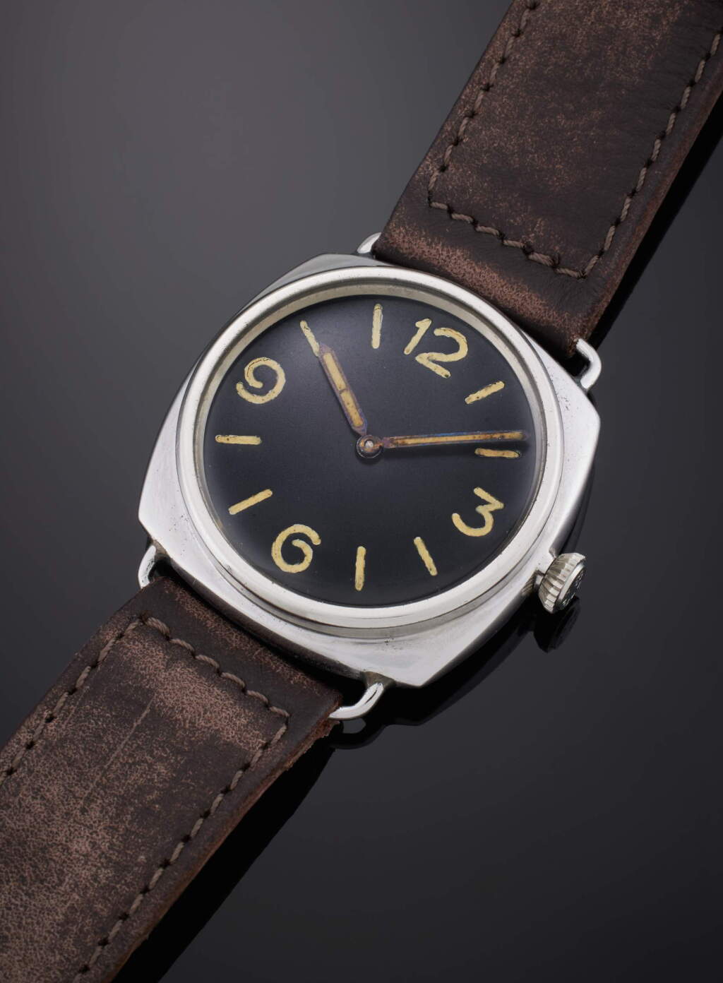 View full screen - View 1 of Lot 81. Reference 3646 ‘Type D’ | A rare stainless steel wristwatch, Circa 1943.