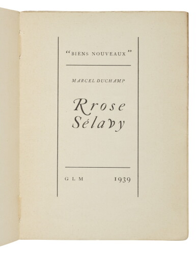 View full screen - View 1 of Lot 8. RROSE SÉLAVY. PARIS: G L M, 1939 .