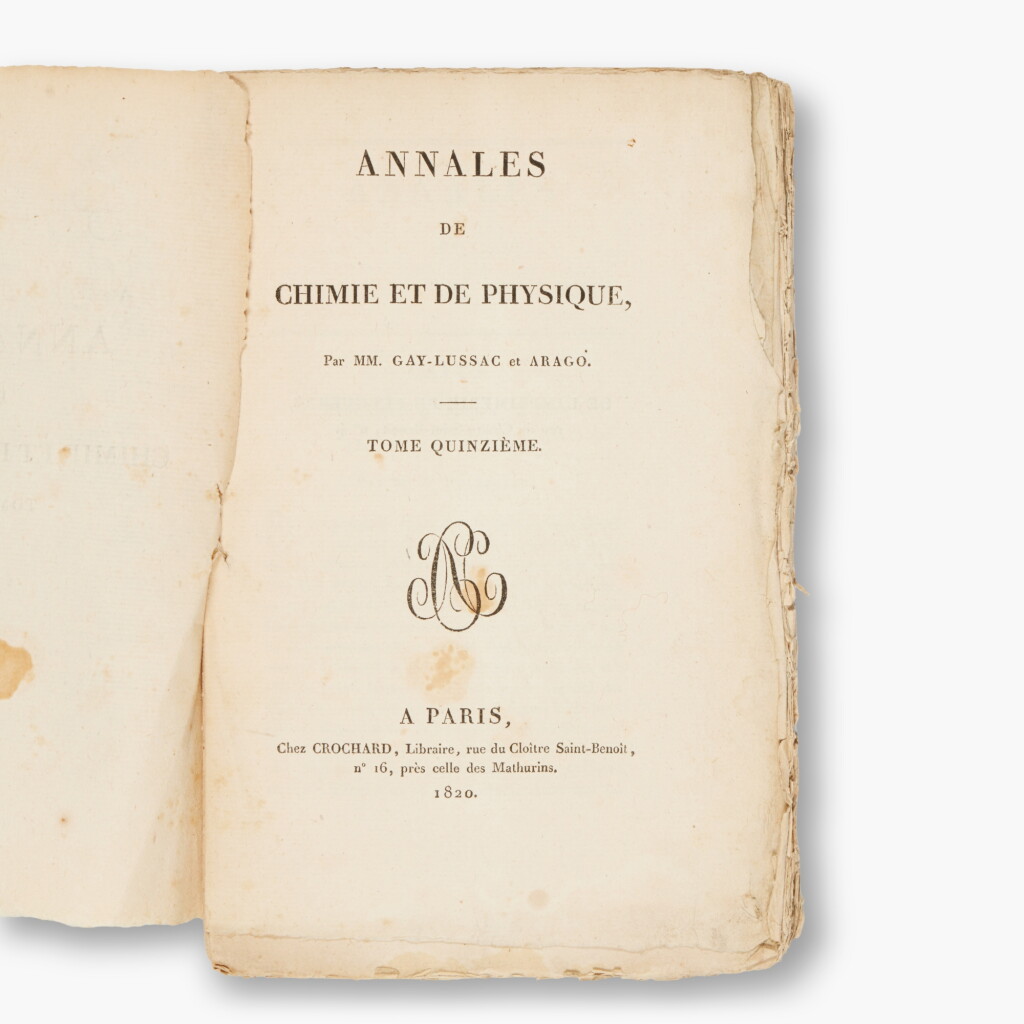 View full screen - View 1 of Lot 135. (Ampère, André-Marie) | Annales de Chimie et des Physique, Volume 15, Paris, 1820.
