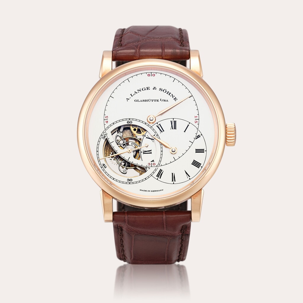 View full screen - View 1 of Lot 2194. Richard Lange Tourbillon ‘Pour le Mérite’, Reference 760.032F | A pink gold tourbillon wristwatch with chain and fusée and regulator dial, Circa 2015.