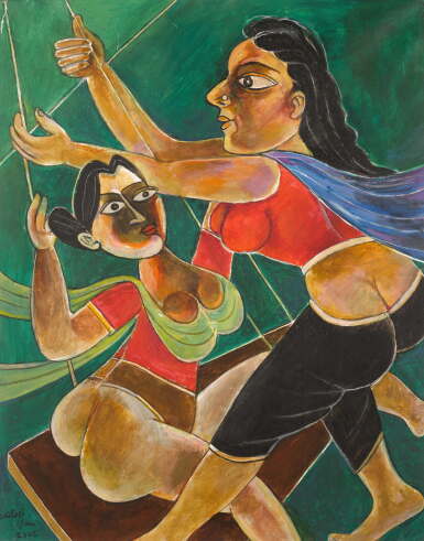 View full screen - View 1 of Lot 63. Girls on a swing.