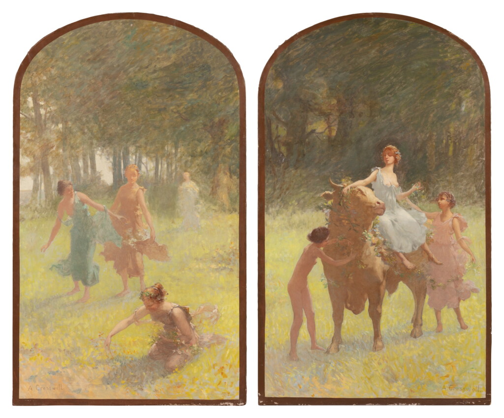 View full screen - View 1 of Lot 76. Young women in a field; The rape of Europe | Jeunes femmes dans un champ ; L’enlèvement d’Europe .