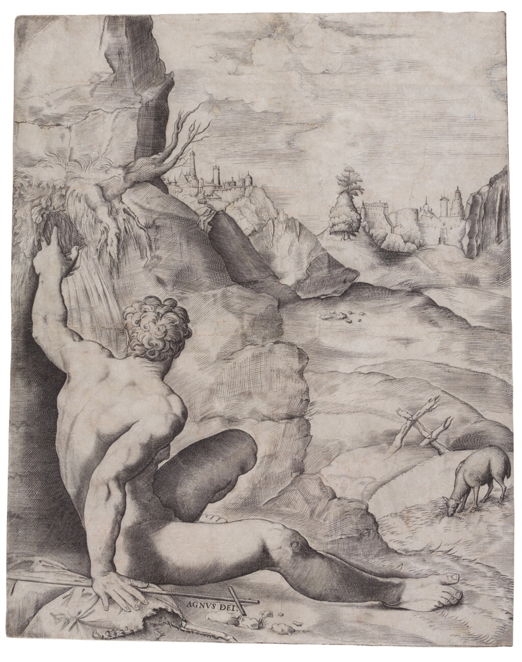 View full screen - View 1 of Lot 14. Saint John the Baptist in the Wilderness (see Bury 1990, no. 10).