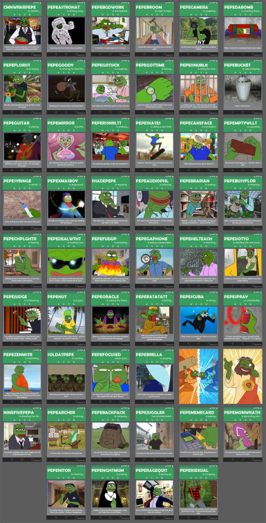 View full screen - View 1 of Lot 27. Rare Pepe Series 19 (Almost complete) and Series 18 Cards.