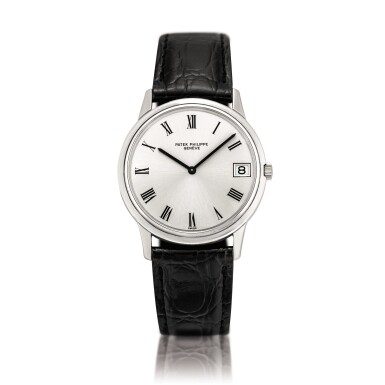 View full screen - View 1 of Lot 2187. Patek Philippe | Calatrava, Reference 3593, A white gold wristwatch with date, Made in 1982 | 百達翡麗 | 型號3593 白金腕錶,備日期顯示,1982年製.
