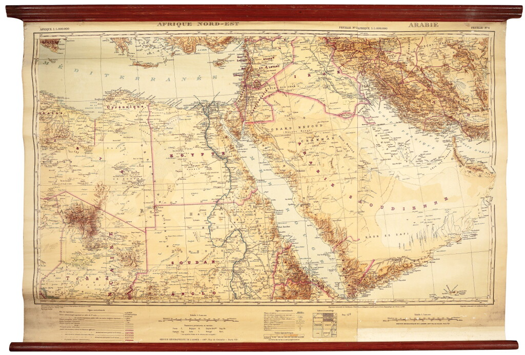 View full screen - View 1 of Lot 218. Arabia and Africa, composite wall map in five parts, c.1934.