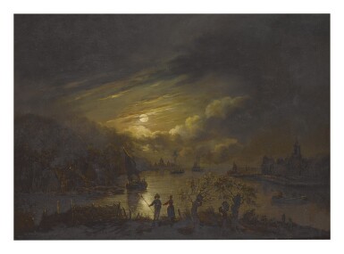 View full screen - View 1 of Lot 56. MANNER OF AERT VAN DER NEER | A RIVER VIEW BY MOONLIGHT.