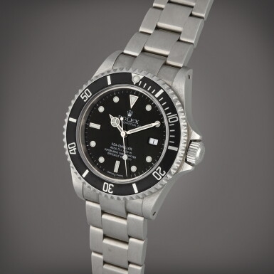 View full screen - View 1 of Lot 26. Sea-Dweller, Reference 16600 | A stainless steel wristwatch with date, helium escape valve and bracelet | Circa 2000.