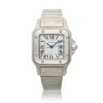 Reference 2423 Santos Galbée A stainless steel automatic square shaped wristwatch with date and bracelet, Circa 2005