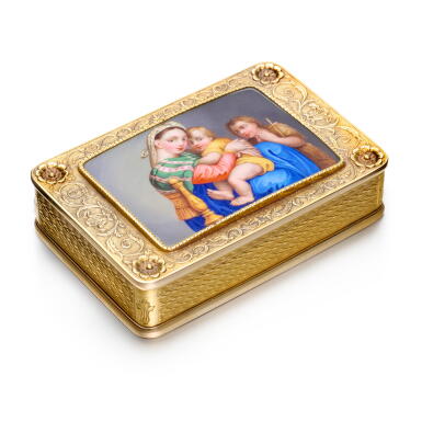 View full screen - View 1 of Lot 1080. A gold and enamel snuff box, probably Hanau, circa 1820.