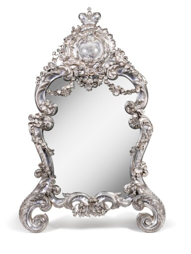 View full screen - View 1 of Lot 146. A LARGE AND RARE ROCOCO SILVER MIRROR, JEAN-BAPTISTE VAILLANT, ST PETERSBURG, 1846.