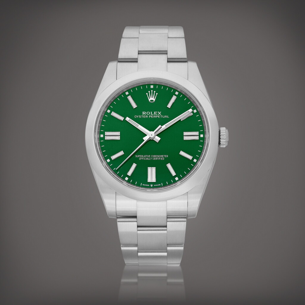 View full screen - View 1 of Lot 2106. Oyster Perpetual 41, Reference 124300 A stainless steel wristwatch with bracelet, Circa 2020 | 勞力士 | Oyster Perpetual 41 | 型號124300 精鋼鏈帶腕錶,約2020年製.