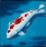 A set of seven Japanese enamel panels from the spa at Garden Lodge, circa 1987
