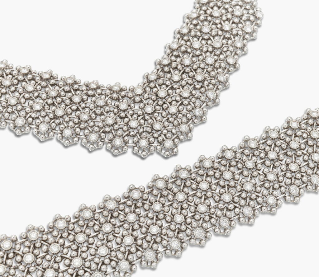 View full screen - View 1 of Lot 283. Fine Diamond Necklace and Bracelet .