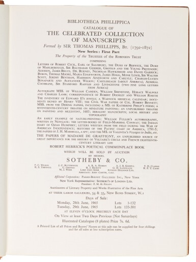 View full screen - View 1 of Lot 132. Phillipps, Bibliotheca Phillippica, New Series, 1968=1972.