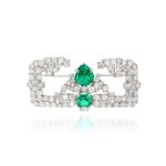 Emerald and diamond brooch, circa 1925