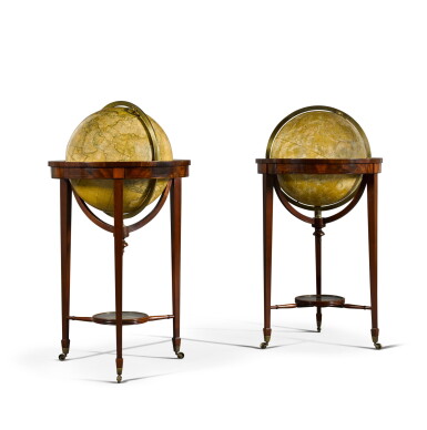 View full screen - View 1 of Lot 68. A PAIR OF 18 INCH LIBRARY GLOBES BY SMITH & SON, THE GLOBES CIRCA 1870.