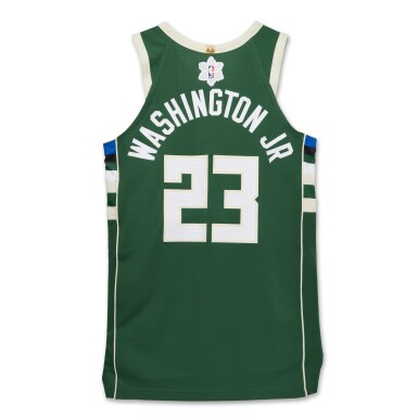 View full screen - View 1 of Lot 44. TyTy Washington Jr. 'Christmas Day' Milwaukee Bucks 2023-2024 Game Issued Icon Edition Jersey.