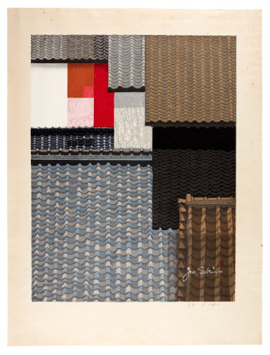 View full screen - View 1 of Lot 212. Sekino Jun'ichiro (1914-1988) Untitled (Roofs of Nagoya), Showa period, 20th century.