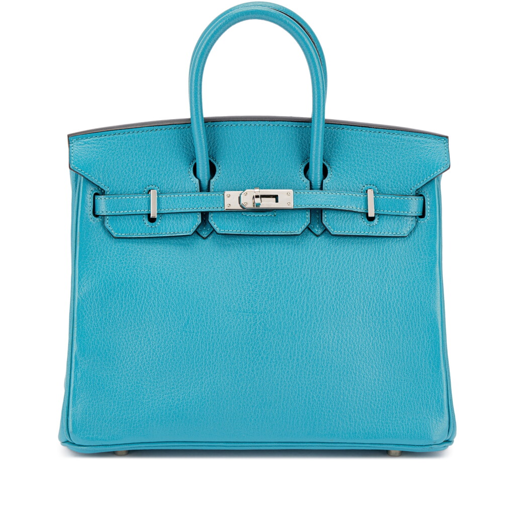 View full screen - View 1 of Lot 558. Turquoise Chèvre Birkin 25 Palladium Hardware, 2006.