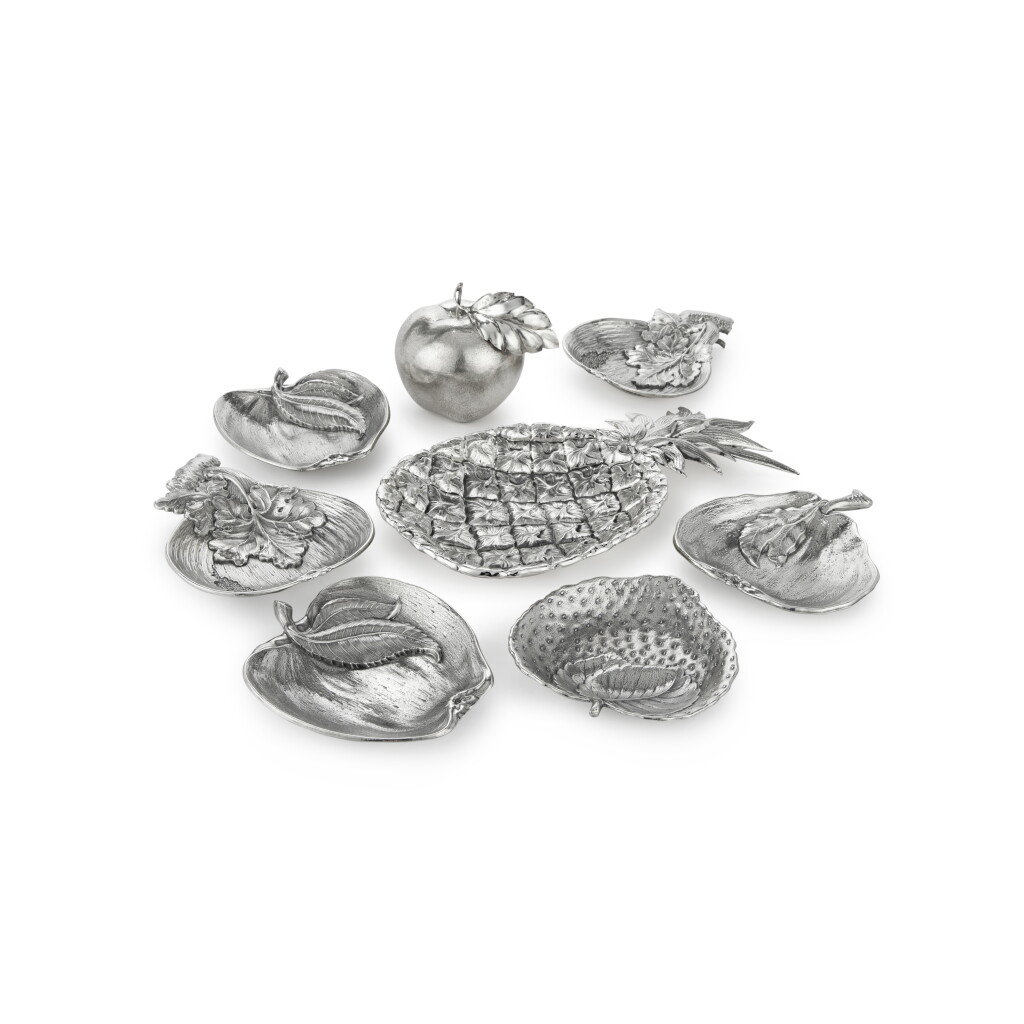 View full screen - View 1 of Lot 48. A Group of Seven Italian Silver Fruit-Form Dishes, Buccellati, Milan and Bologna, Modern.