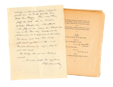 View full screen - View 1 of Lot 23. H. v. Hofmannsthal, Annotated proof of "Florindo", signed, c.1923.