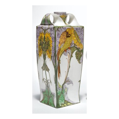 View full screen - View 1 of Lot 119. ROZENBURG | TWO-HANDLED "SUNFLOWER AND SWALLOW" VASE.