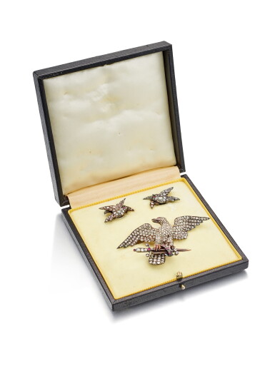 View full screen - View 1 of Lot 8039. Diamond and Ruby Demi-Parure, 19th Century | 鑽石 配 紅寶石 套裝, 19世紀.