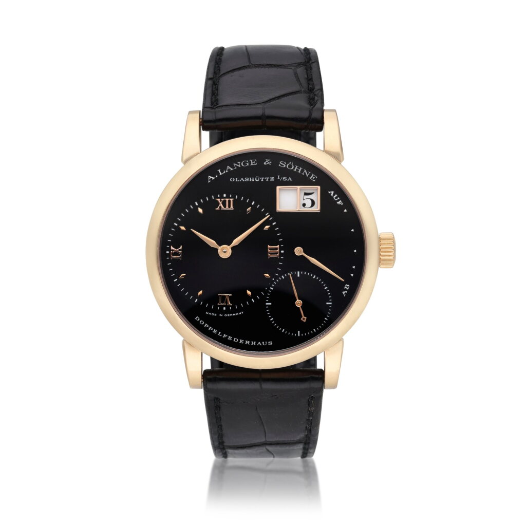 View full screen - View 1 of Lot 80. Reference 111.031 Lange 1 | A pink gold wristwatch with date and power reserve, Circa 2000.