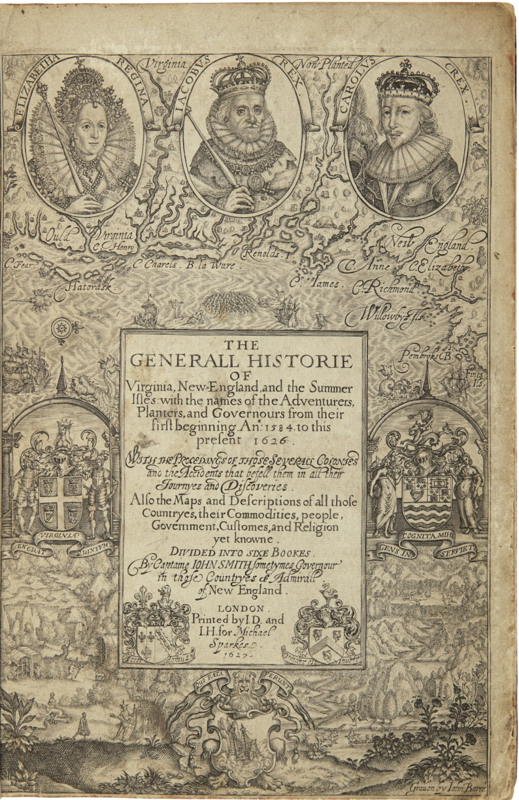 View full screen - View 1 of Lot 2212. Smith, John. The Generall Historie of Virginia, New-England, and the Summer Isles...London: 1627.