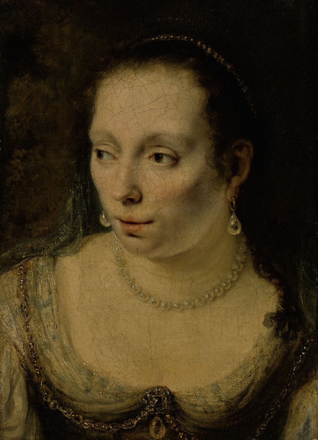 View full screen - View 1 of Lot 21. FERDINAND BOL | A PORTRAIT OF A LADY, HEAD AND SHOULDERS, WEARING PEARL JEWELRY, POSSIBLY JOHANNA DE GEER.