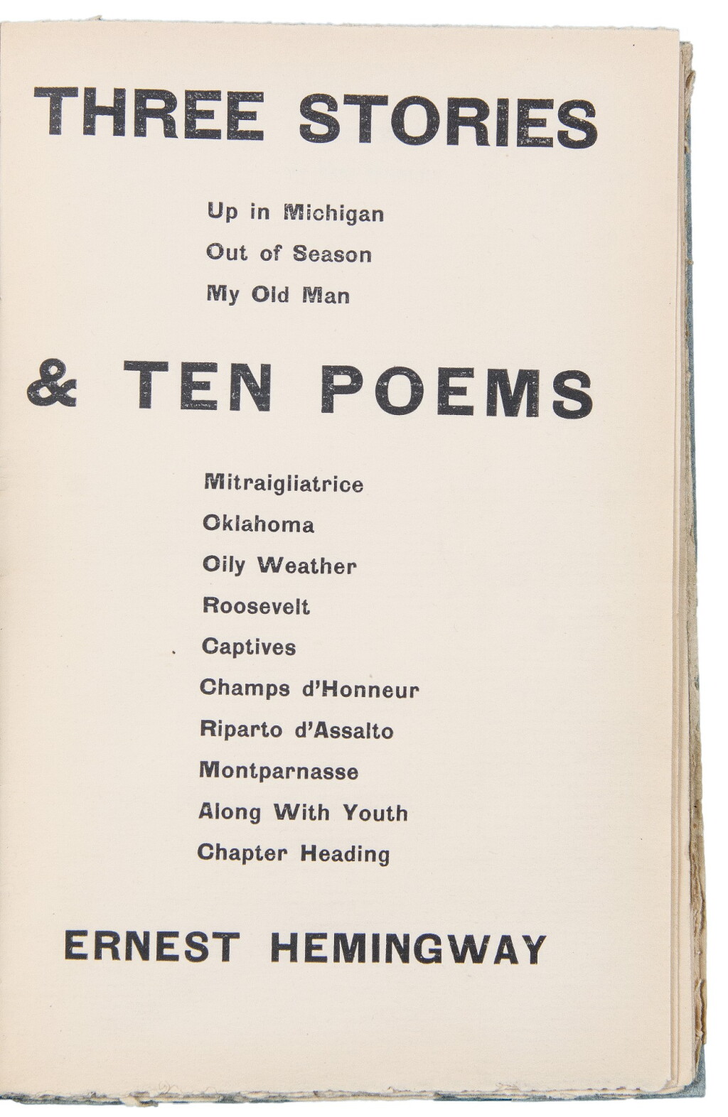 View full screen - View 1 of Lot 72. Hemingway, Ernest. First edition of the author's first book.