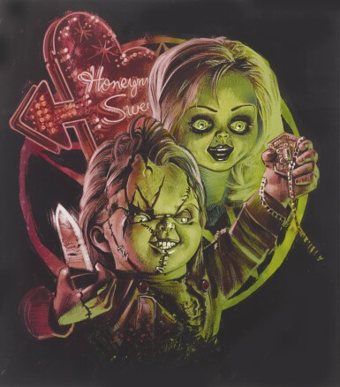 View full screen - View 1 of Lot 190. BRIDE OF CHUCKY (1988) ORIGINAL ARTWORK FOR US T-SHIRT.