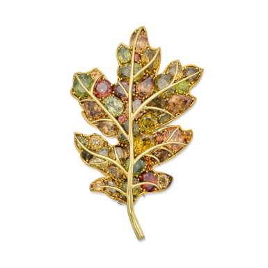 View full screen - View 1 of Lot 482. Gold and Zircon Clip-Brooch.