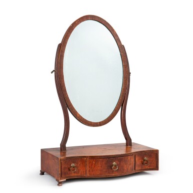 View full screen - View 1 of Lot 1186. Federal Figured Mahogany and Maple Dressing Glass, Philadelphia, Pennsylvania, Circa 1800.