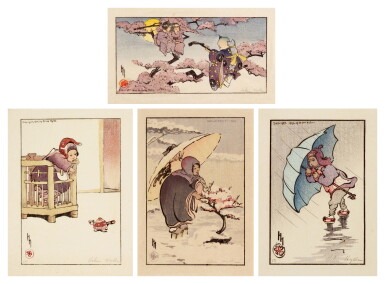 View full screen - View 1 of Lot 134. Helen Hyde (1868-1919) | Ten woodblock prints and six watercolours | Meiji period, late 19th - early 20th century.