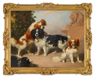 View full screen - View 1 of Lot 194. Portrait of Mr James Sandiland's King Charles Spaniels.