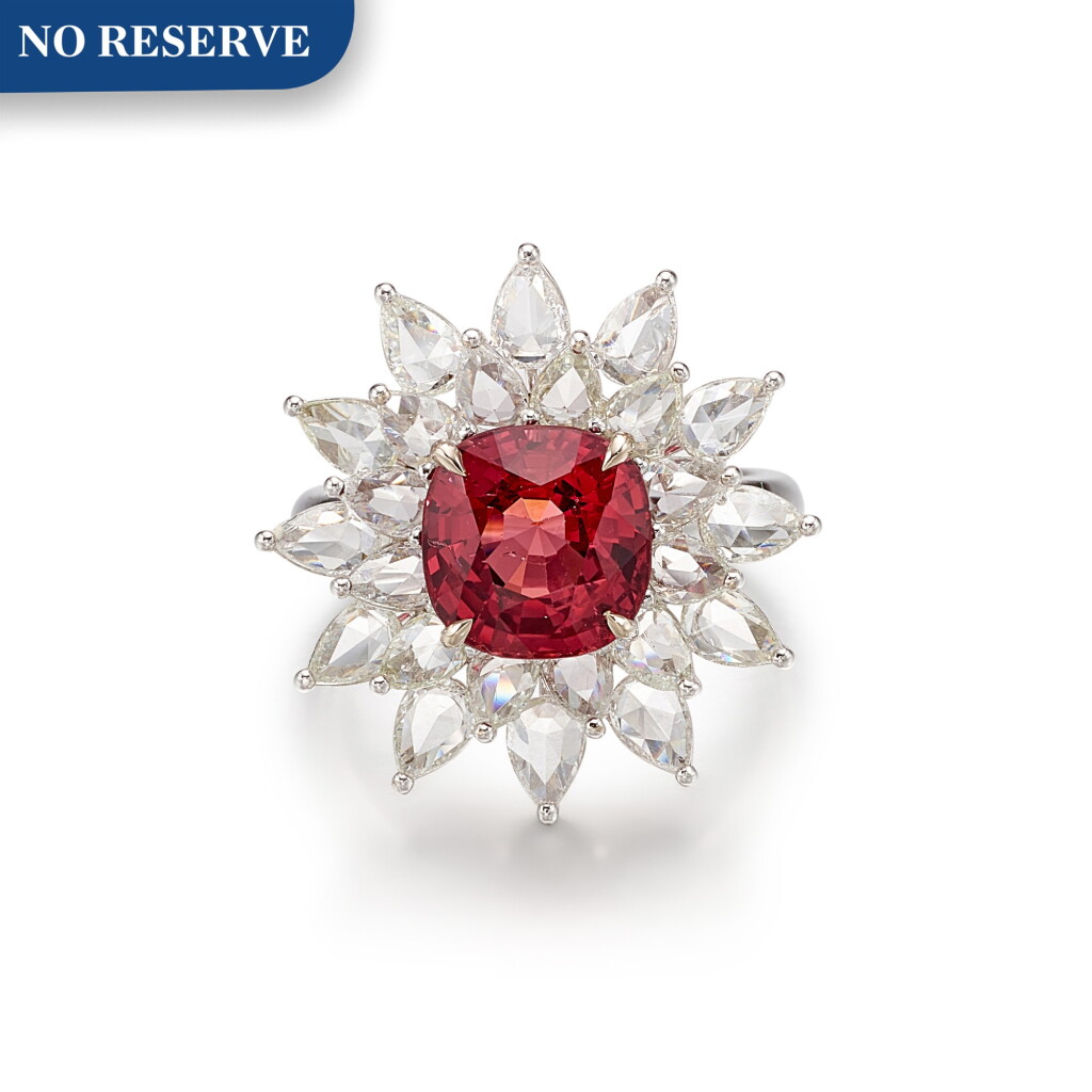 View full screen - View 1 of Lot 1194. SPINEL AND DIAMOND RING | 3.58卡拉 天然「緬甸」尖晶石 配 鑽石 戒指.