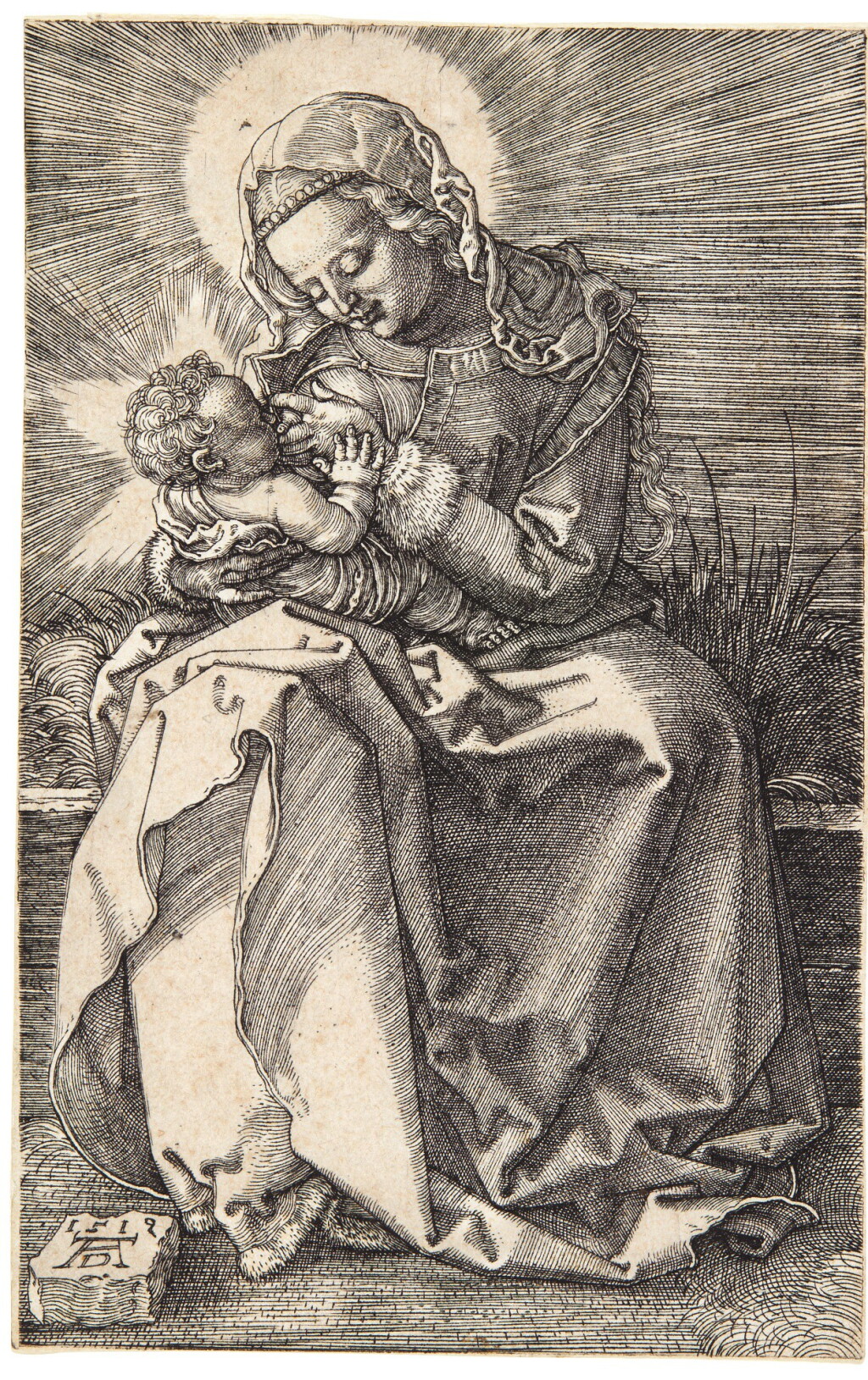 View full screen - View 1 of Lot 34. ALBRECHT DÜRER | THE VIRGIN NURSING THE CHILD (B. 36; M., HOLL. 39).